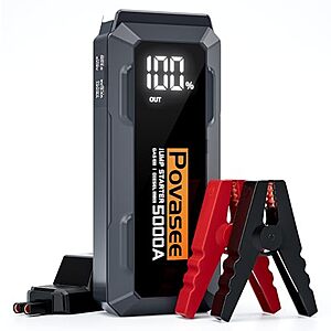Povasee A40 5000A Jump Starter w/ 3" LCD Display for 12V Vehicles $26 + Free Shipping w/ Prime or on $35+