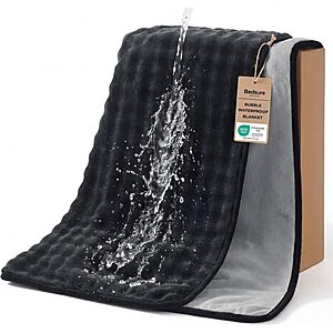 Prime Members: 50"x60" Bedsure Reversible Waterproof Bubble Fleece Throw Blanket (Black/Grey) $13.49 + Free Shipping
