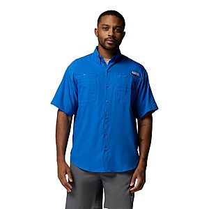 $20.25: Columbia Mens PFG Tamiami II Short Sleeve Fishing Shirt, Vivid Blue, Large