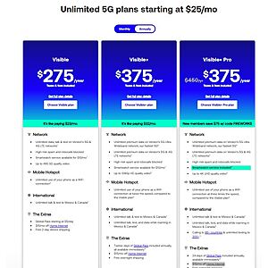 New Visible Customers: 1-Year Visible+ Pro Annual Unlimited Smartphone Plan $325 (Save $75 w/ code FIREWORKS)