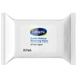 25-Count Cetaphil Gentle Makeup Removing Face Wipes (Fragrance & Alcohol Free) $4.55 w/ S&S + Free Shipping w/ Prime