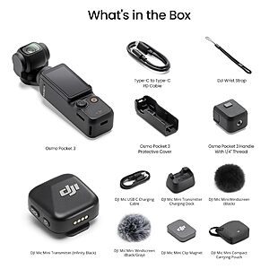 $403 - DJI Osmo Pocket 3 Vlog Combo, Vlogging Camera with 1'' CMOS & 4K/120fps for YouTube, Mic Mini Transmitter (Infinity Black)