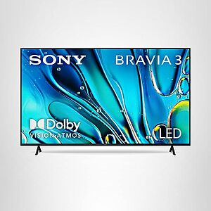 Sony 65-Inch Class 4K Ultra HD BRAVIA 3 LED Smart TV with Google TV Dolby Vision HDR, PS5 Exclusive Features, K-65S30 $598