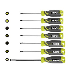Ryobi Screwdriver Set (7-Piece) with Cushion Grip Handles $12.97