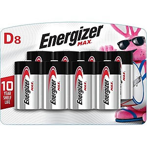$4.99 | 8-Pk Energizer Max D Alkaline Batteries at Woot!