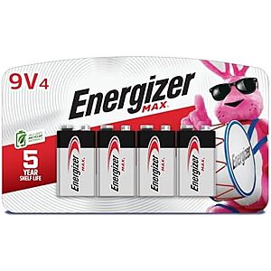 [SnS, AC] $6.21* | 4-Pk Energizer MAX 9V Alkaline Batteries at Amazon