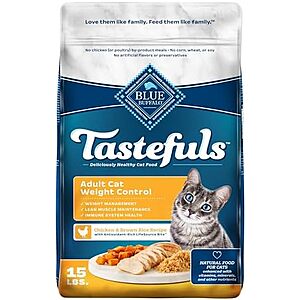 [SnS, AC] $16.44* | 15-lb Blue Buffalo Tastefuls Weight Control Natural Adult Dry Cat Food at Amazon