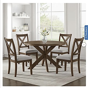 Lathan 48” Round Dining Table and 4 Chairs $599.99 Delivery Included Costco.com