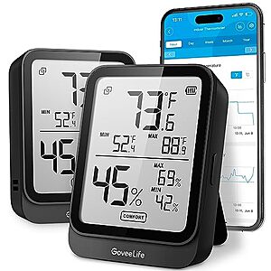 [AC] $16.99* | 2-Pack GoveeLife Hygrometer Thermometer Room Temperature Monitor at Amazon