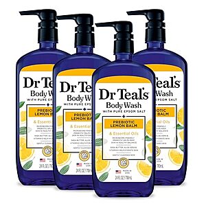 [SnS, AC] $16.90* | 4-Ct 24-Oz Dr Teal's Body Wash w/ Pure Epsom Salt (Lemon Balm & Sage) at Amazon
