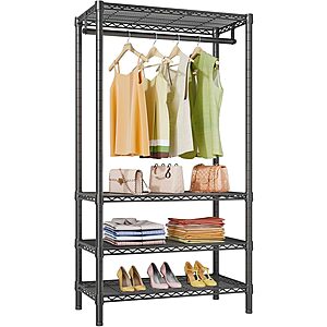VIPEK V1 Portable Garment Rack w/ 4-Tier Adjustable Shelves & Hanging Rod (Black) $44.99 + Free Shipping