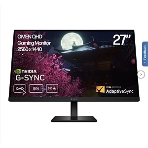 OMEN 27" QHD (2560 x 1440) 280Hz Gaming Monitor $299.99 Free Shipping Costco.com