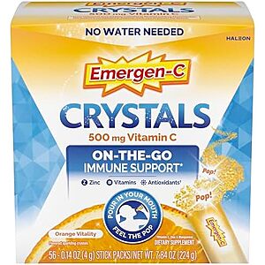 [SnS, AC] $27.94 | 2 × 56-Count Emergen-C Crystals On-The-Go Immune Support Supplement Powder Packs (Orange Vitality) ($13.97 each) at Amazon