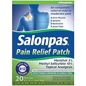 [SnS, AC] $11.33* | 20-Count Salonpas Pain Relief Patches (Up to 12 Hours Relief) at Amazon
