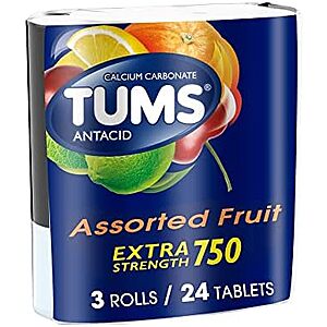[SnS, AC] $1.34* | 3-Pk 8-Ct TUMS Antacid Chewable Tablets (Assorted Fruit) at Amazon