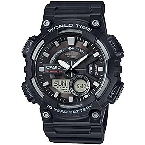 $32.97 | Casio AEQ110BW Men’s Analog-Digital Watch, Black, 100M WR, Multi Alarms, 10-Year Battery at Amazon