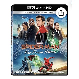 Spider-Man: Far from Home - 4K + Blu-ray + Digital $14.99 Amazon