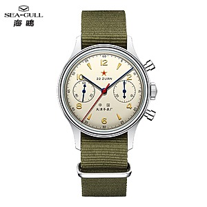 Seagull 1963 Chronograph Mechanical Watch ST1901 Manual Wind 37.5mm Canvas Strap $150 + Free Shipping