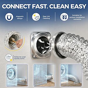 ALORAIR Magnetic Dryer Vent Connector Kit DV180 Airtight Seal Dryer Vents Coupling $20.99