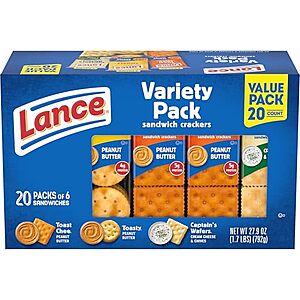 [SnS, AC] $16.74* | 4 × 20-Pack 1.4-Oz Lance Sandwich Crackers (Variety Pack) ($4.19 each) at Amazon