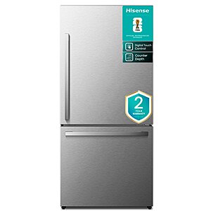 Hisense PureSpace 17.2-cu ft Counter-Depth 32-in Wide Bottom-Freezer Refrigerator Fingerprint Resistant Stainless Steel ) ENERGY STAR Certified $599