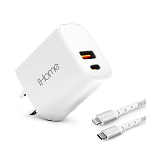 iHome Dual Port 20W USB Charger & 6' Lightning to USB-C Cable $6.71 + Free Shipping w/ Prime or on $35+