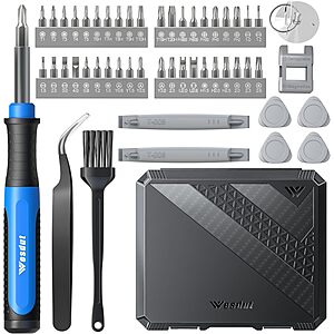 52-Piece Wesdut Precision Screwdriver Repair Kit w/ 40 S2 Magnetic Bits, Pry Tools & Electronics Repair Accessories $5.99 + Free Shipping w/ Prime or on $35+