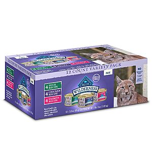 Select Accts:[AC,S&S] 12 Count 3-oz Blue Buffalo Wilderness Paté Variety Pack $9.88 + Free S&H w/ Prime or $35+