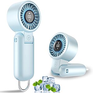 5-Speed AUIIAH Handheld Fan Turbo Rechargeable w/ Power Display (3 Colors) $9.99 + Free Shipping w/ Prime or on $35+