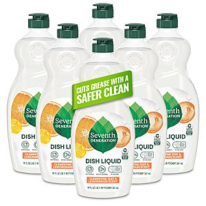 6-Pack 19-Oz Seventh Generation Dish Liquid Soap (Clementine Zest) $13.34 ($2.22 each) w/ S&S + Free Shipping w/ Prime or on $35+