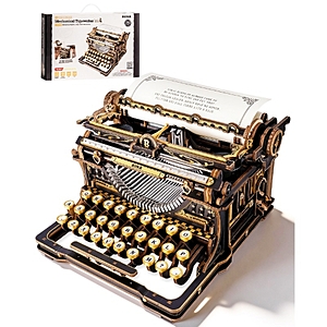 ROKR 3D Wooden Typewriter Puzzle Black & Gold Mechanical Model Kit 320 Pieces LK703B $78.7 + Free Shipping