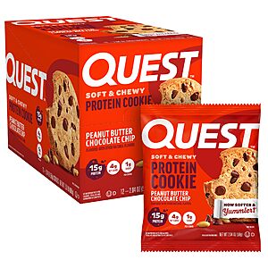 Quest Nutrition Peanut Butter Chocolate Chip High Protein Cookie, Keto Friendly, Low Carb, 24.5 Oz, 12 count (Pack of 1)~$15.59 After Coupon & S&S @ Amazon