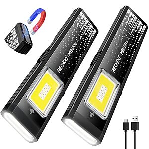 2-pk Rechoo 3-in-1 Magnetic Rechargeable EDC Flashlight w/ Clip (Black) $11.59 + Free Shipping w/ Prime or on $35+