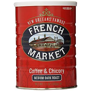 [S&S] $6.14: French Market Coffee & Chicory Medium-Dark Roast Ground Coffee, 12oz Can (Pack of 1)