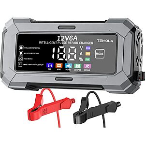 12V 6A TEMOLA Automatic Battery Charger & Maintainer w/ Pulse Repair & Digital Display $11.49 + Free Shipping w/ Prime or on $35+