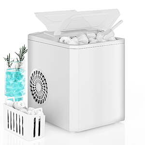 CONCETTA Countertop Ice Maker, 9pcs in 6 Mins, 26lbs/24H ,Bullet Ice Maker with Ice Scoop and Basket, White $44.99