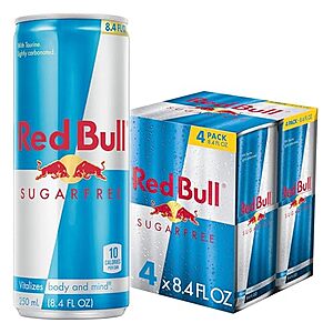 [SnS, AC] $4.12 | 4-pk 8.4-oz Red Bull Sugar Free Energy Drink (Original) at Amazon