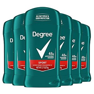 6-Pack 2.7-Ounce Degree Men Original Protection Antiperspirant Deodorant Stick (Sport) $9.01 w/ S&S + Free Shipping w/ Prime or on $35+