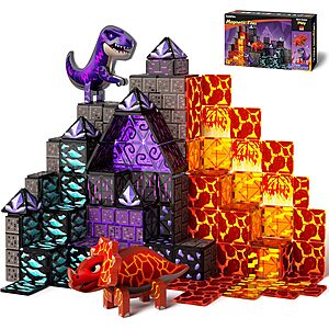 40-Piece GobiDex Dinosaur World Lava Cave Magnetic Building Blocks Set w/ 2 Dinosaur Figures $11.98 + Free Shipping w/ Prime or on $35+