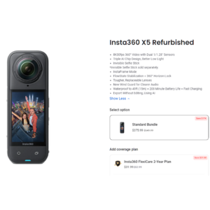 Insta360 X5 Refurbished - Standard Bundle $434