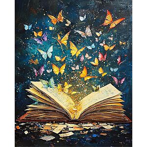 Zythron 16x20" Butterfly On Book Page Paint by Numbers Kit w/ Canvas, Brushes & Acrylic Paints $6.49 + Free Shipping w/ Prime or on $35+