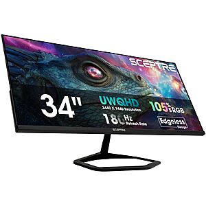 Sceptre 34" 3440 x 1440 180Hz Gaming Monitor DisplayPort HDMI Built-in Speakers 2027 (E345B-QU180D Series) $177.97