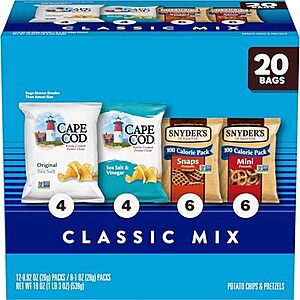 20-Count Snyder's of Hanover & Cape Cod Classic Mix Variety Pack Snack Bags $7.22 w/ S&S + Free Shipping