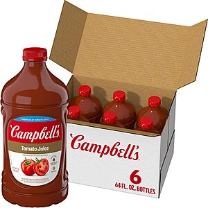 Campbell's 100% Tomato Juice, 64 fl oz Bottle (6 Pack)~$13.09 After Coupon & S&S @ Amazon