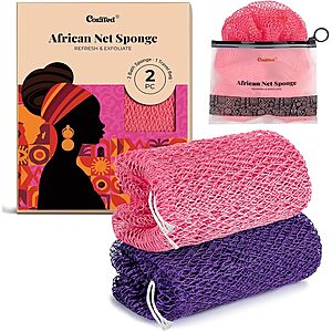 2-Pack CORATED 45" African Net Sponge Exfoliating Bath Loofah (Pink & Purple) $9.99 + Free Shipping w/ Prime or on $35+