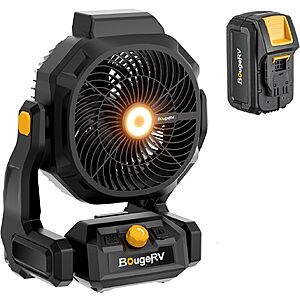 BougeRV AC/DC Portable Cordless Fan w/ 18V 144Wh Rechargeable Battery & LED Light $59.99 + Free Shipping