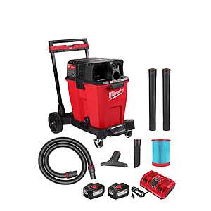 Milwaukee M18 FUEL 12 Gallon Cordless DUAL-BATTERY Wet/Dry Shop Vac Kit W/12.0 Ah Battery, Charger, Filter, Hose, and Accessories $150