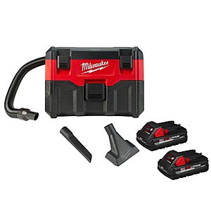 Milwaukee M18 18-Volt 2 Gal. Lithium-Ion Cordless Wet/Dry Vacuum with 2 M18 HIGH OUTPUT 3.0 Ah Batteries $80