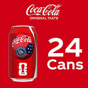 Coca-Cola Soda Pop Cans, 12 fl oz, 24 Pack $9.97