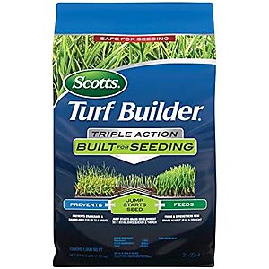 $10.04 | 4.3 lbs Scotts Turf Builder Triple Action Built for Seeding at Amazon